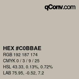 Color code: HEX #C0BBAE | qconv.com