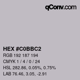 カラーコード: HEX #C0BBC2 | qconv.com