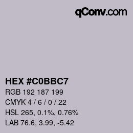 Color code: HEX #C0BBC7 | qconv.com
