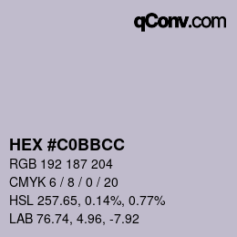 Color code: HEX #C0BBCC | qconv.com