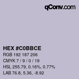 Color code: HEX #C0BBCE | qconv.com