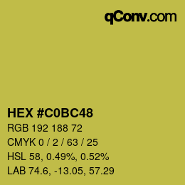 カラーコード: HEX #C0BC48 | qconv.com