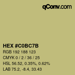 Color code: HEX #C0BC7B | qconv.com