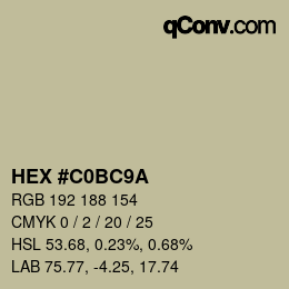 カラーコード: HEX #C0BC9A | qconv.com