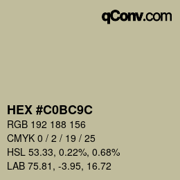 Color code: HEX #C0BC9C | qconv.com