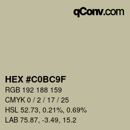 Color code: HEX #C0BC9F | qconv.com