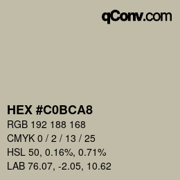 カラーコード: HEX #C0BCA8 | qconv.com