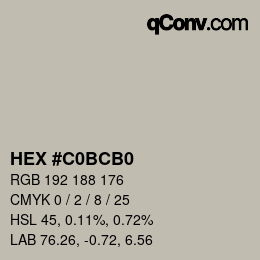 Color code: HEX #C0BCB0 | qconv.com
