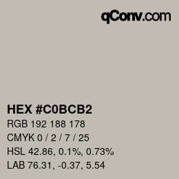 Color code: HEX #C0BCB2 | qconv.com