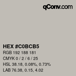 Color code: HEX #C0BCB5 | qconv.com