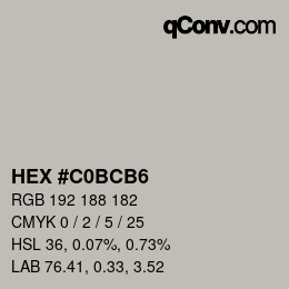 Color code: HEX #C0BCB6 | qconv.com
