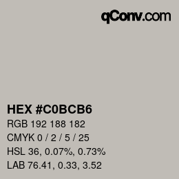 Color code: HEX #C0BCB6 | qconv.com