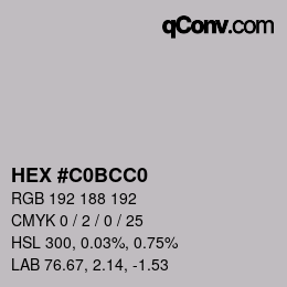 カラーコード: HEX #C0BCC0 | qconv.com