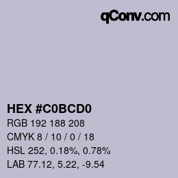 Color code: HEX #C0BCD0 | qconv.com