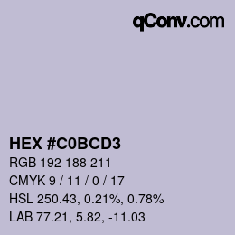 Color code: HEX #C0BCD3 | qconv.com