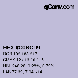 Color code: HEX #C0BCD9 | qconv.com