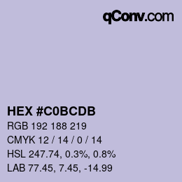 Color code: HEX #C0BCDB | qconv.com