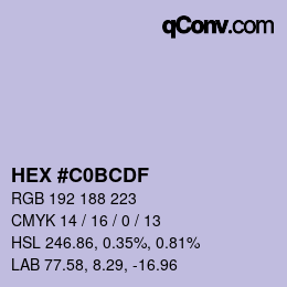 カラーコード: HEX #C0BCDF | qconv.com