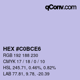 Color code: HEX #C0BCE6 | qconv.com