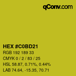 Color code: HEX #C0BD21 | qconv.com