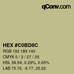 Farbcode: HEX #C0BD8C | qconv.com