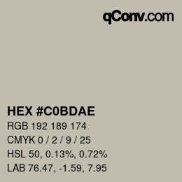 Color code: HEX #C0BDAE | qconv.com