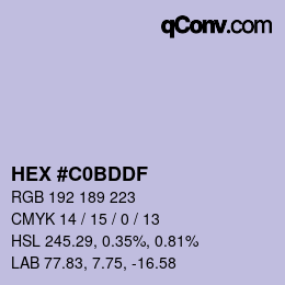 Color code: HEX #C0BDDF | qconv.com