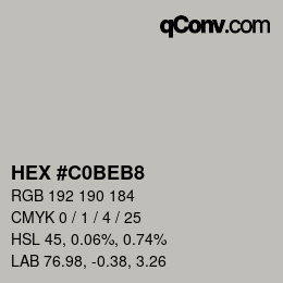 Color code: HEX #C0BEB8 | qconv.com