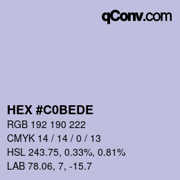 Color code: HEX #C0BEDE | qconv.com