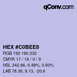 Color code: HEX #C0BEE8 | qconv.com