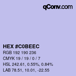 カラーコード: HEX #C0BEEC | qconv.com