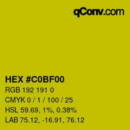 Color code: HEX #C0BF00 | qconv.com