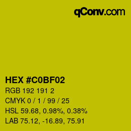 Color code: HEX #C0BF02 | qconv.com