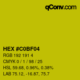 Color code: HEX #C0BF04 | qconv.com