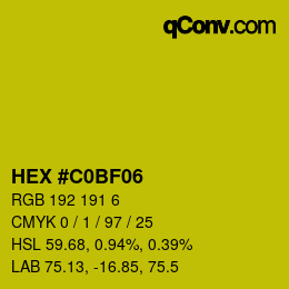 Color code: HEX #C0BF06 | qconv.com