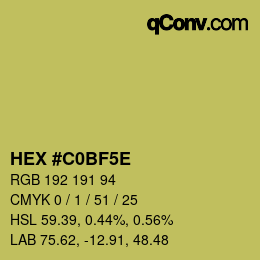 カラーコード: HEX #C0BF5E | qconv.com