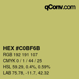 Color code: HEX #C0BF6B | qconv.com