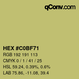 Color code: HEX #C0BF71 | qconv.com