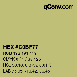 Color code: HEX #C0BF77 | qconv.com