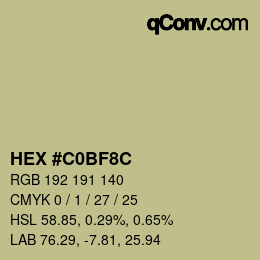Color code: HEX #C0BF8C | qconv.com