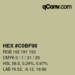 Color code: HEX #C0BF98 | qconv.com