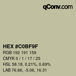 Color code: HEX #C0BF9F | qconv.com
