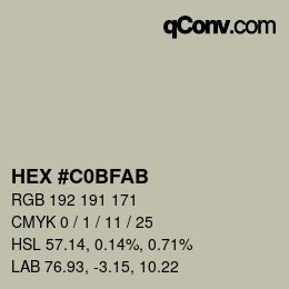 Color code: HEX #C0BFAB | qconv.com