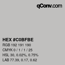 颜色代码: HEX #C0BFBE | qconv.com