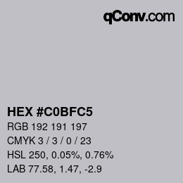 Color code: HEX #C0BFC5 | qconv.com
