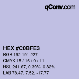 Color code: HEX #C0BFE3 | qconv.com