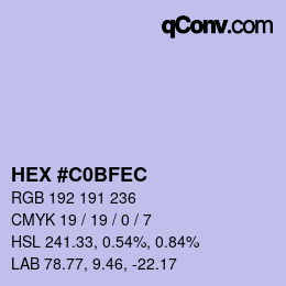 Color code: HEX #C0BFEC | qconv.com