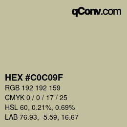 Color code: HEX #C0C09F | qconv.com