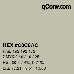 Color code: HEX #C0C0AC | qconv.com