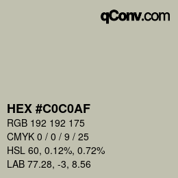 颜色代码: HEX #C0C0AF | qconv.com